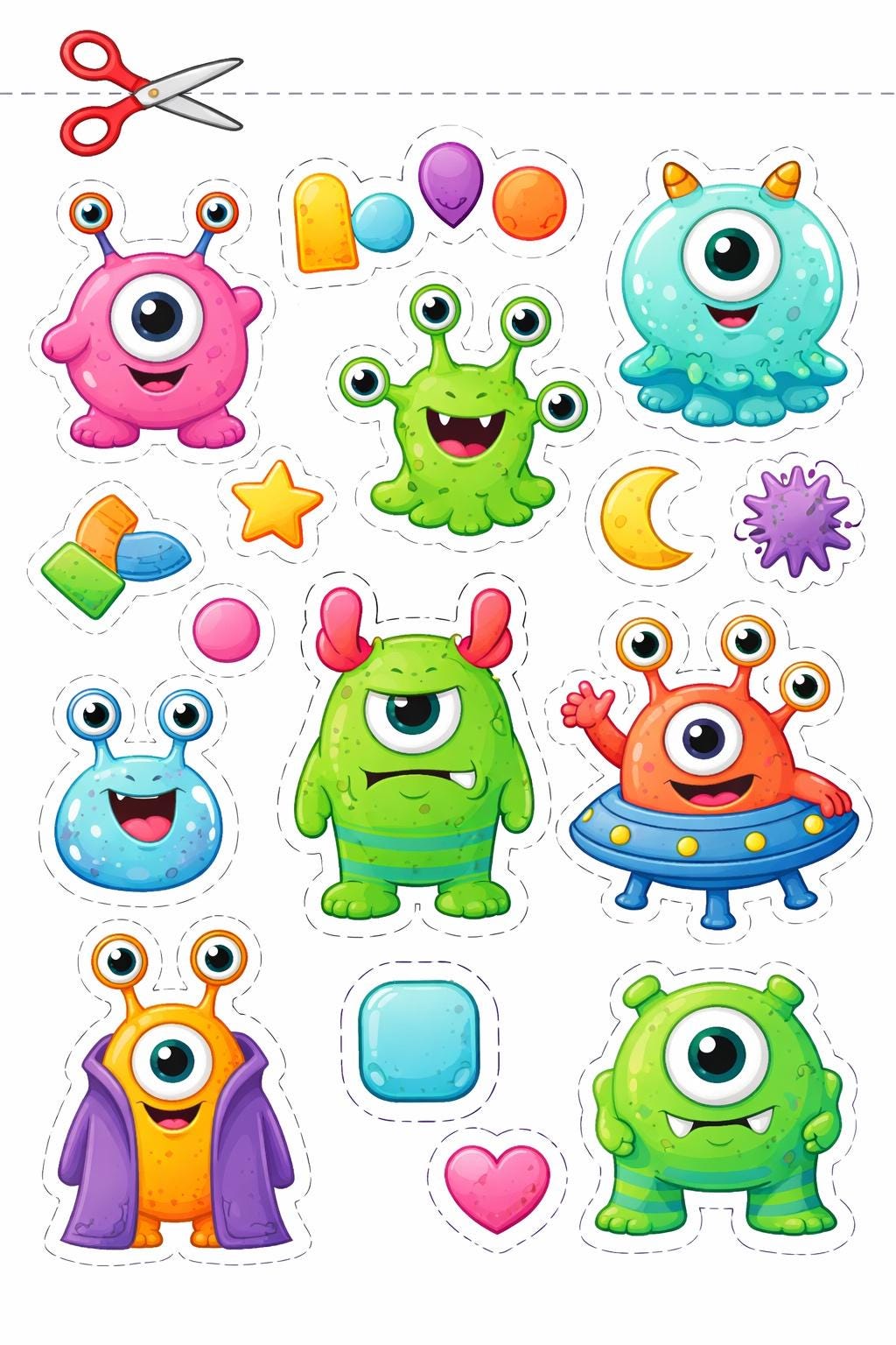 Alien Cut and Paste Activity + Coloring Pages | Space Scissor Skills ...