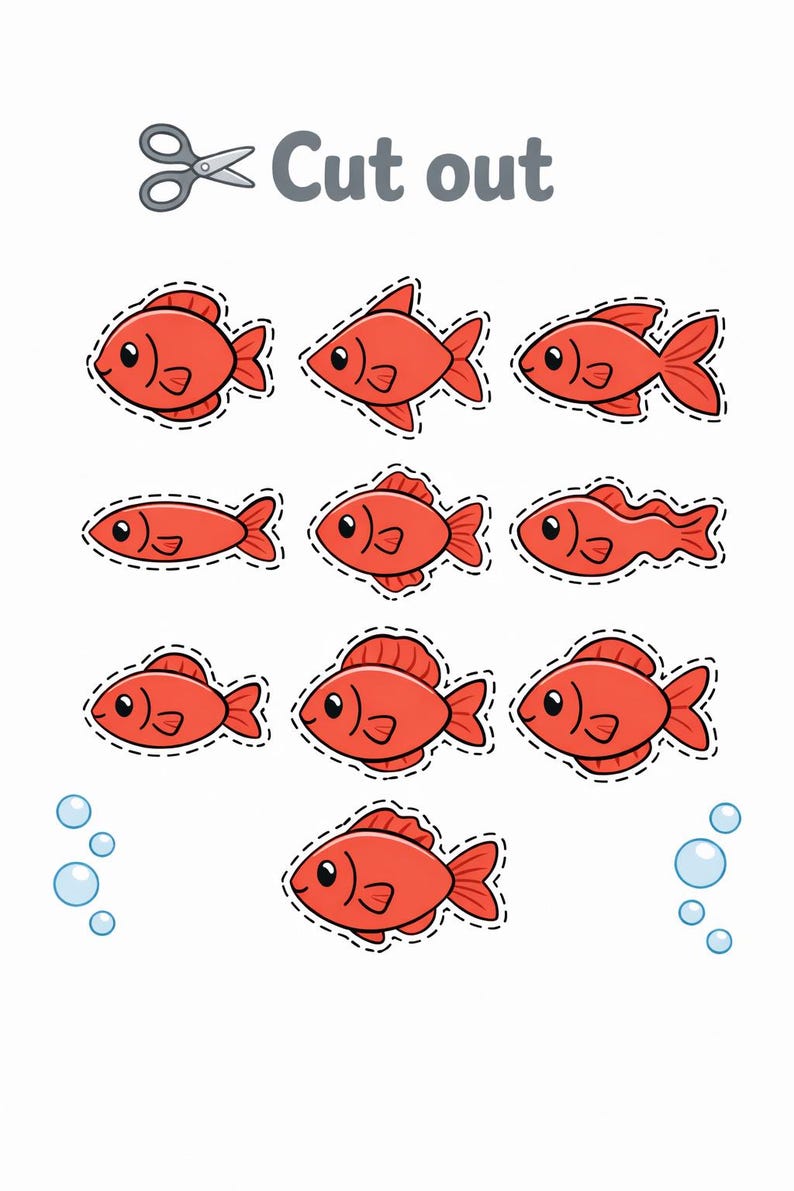 Fish Cut and Paste Activity | Scissor Skills Worksheet | Preschool Fine ...