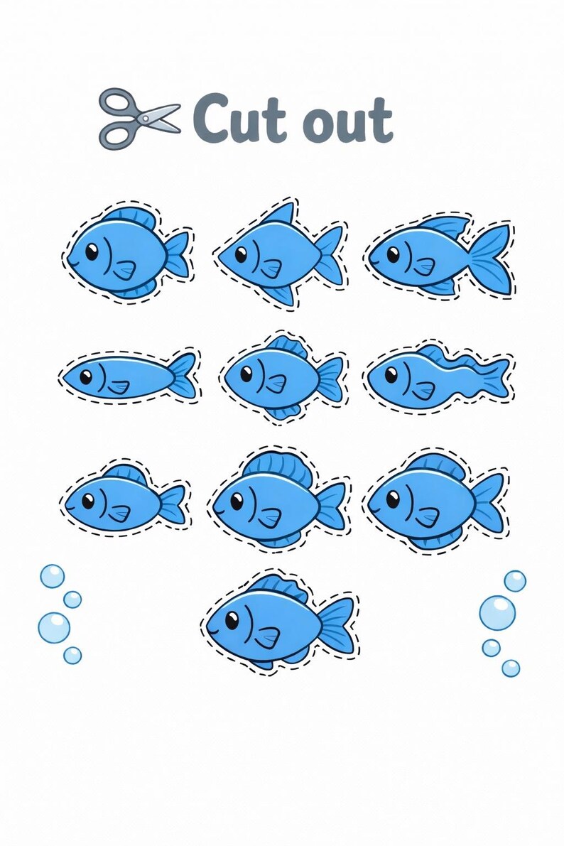 Fish Cut and Paste Activity | Scissor Skills Worksheet | Preschool Fine ...