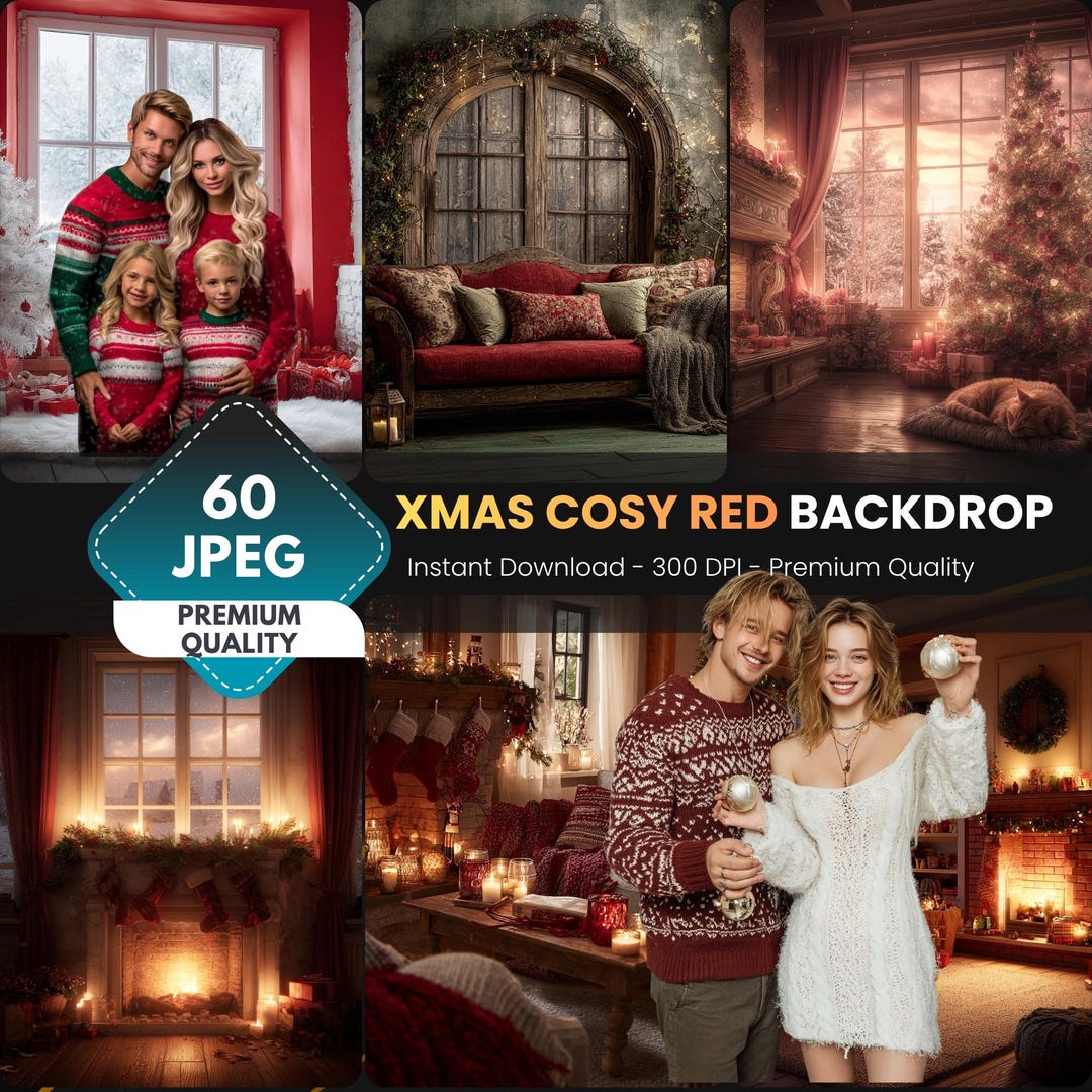 60 Christmas Digital Backdrops: Photo Overlays Bundle (digital Download ...