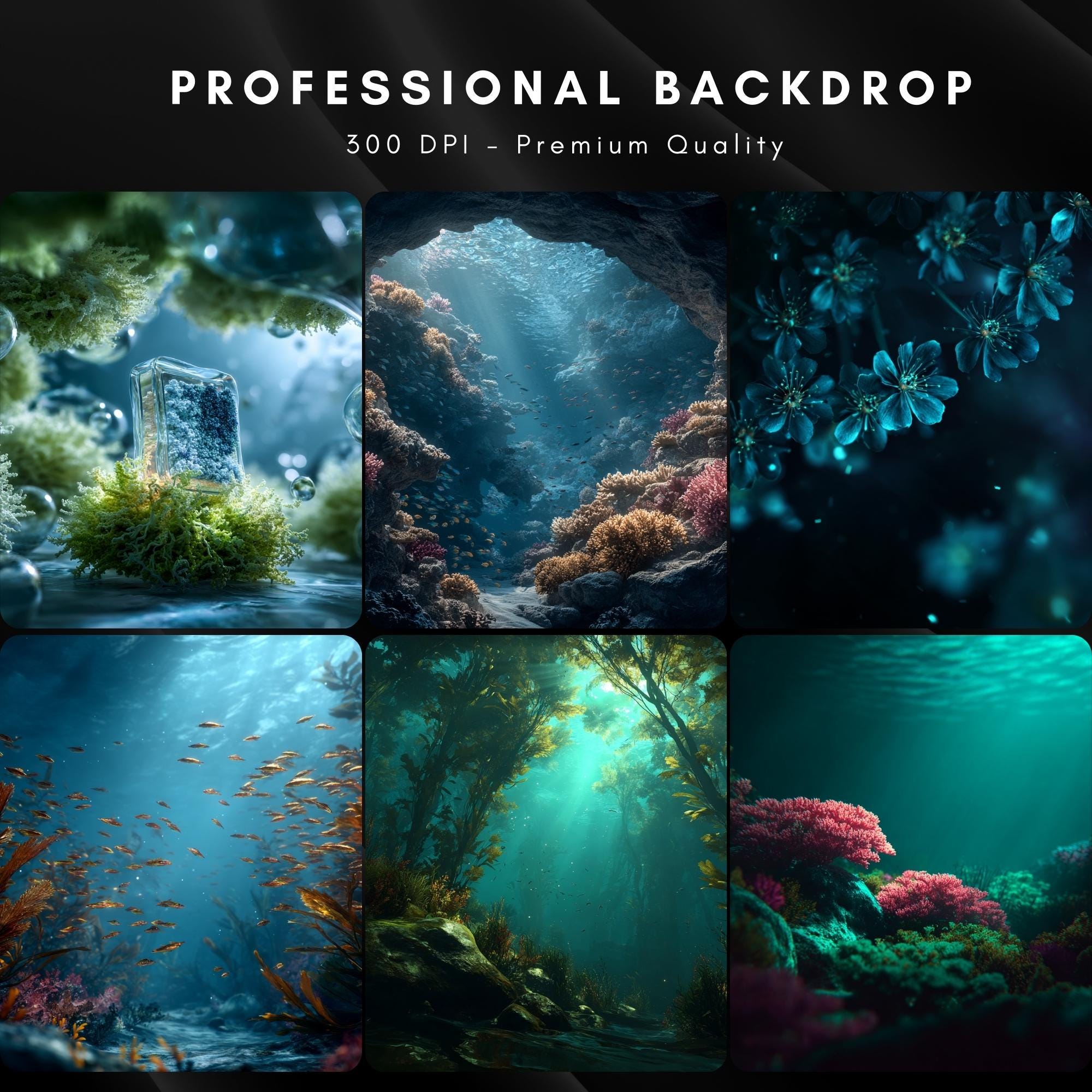 Ocean Digital Backdrops: Underwater Photography Editing (digital ...