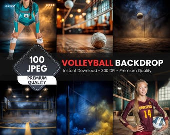 Volleyball Digital Backdrops: Sports Poster & Banner Backgrounds (JPG File 300 DPI)