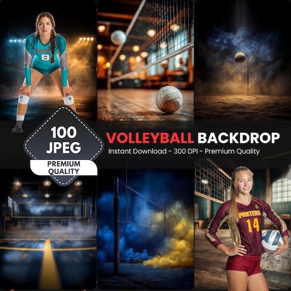 Volleyball Digital Backdrops: Sports Poster & Banner Backgrounds (JPG File 300 DPI)