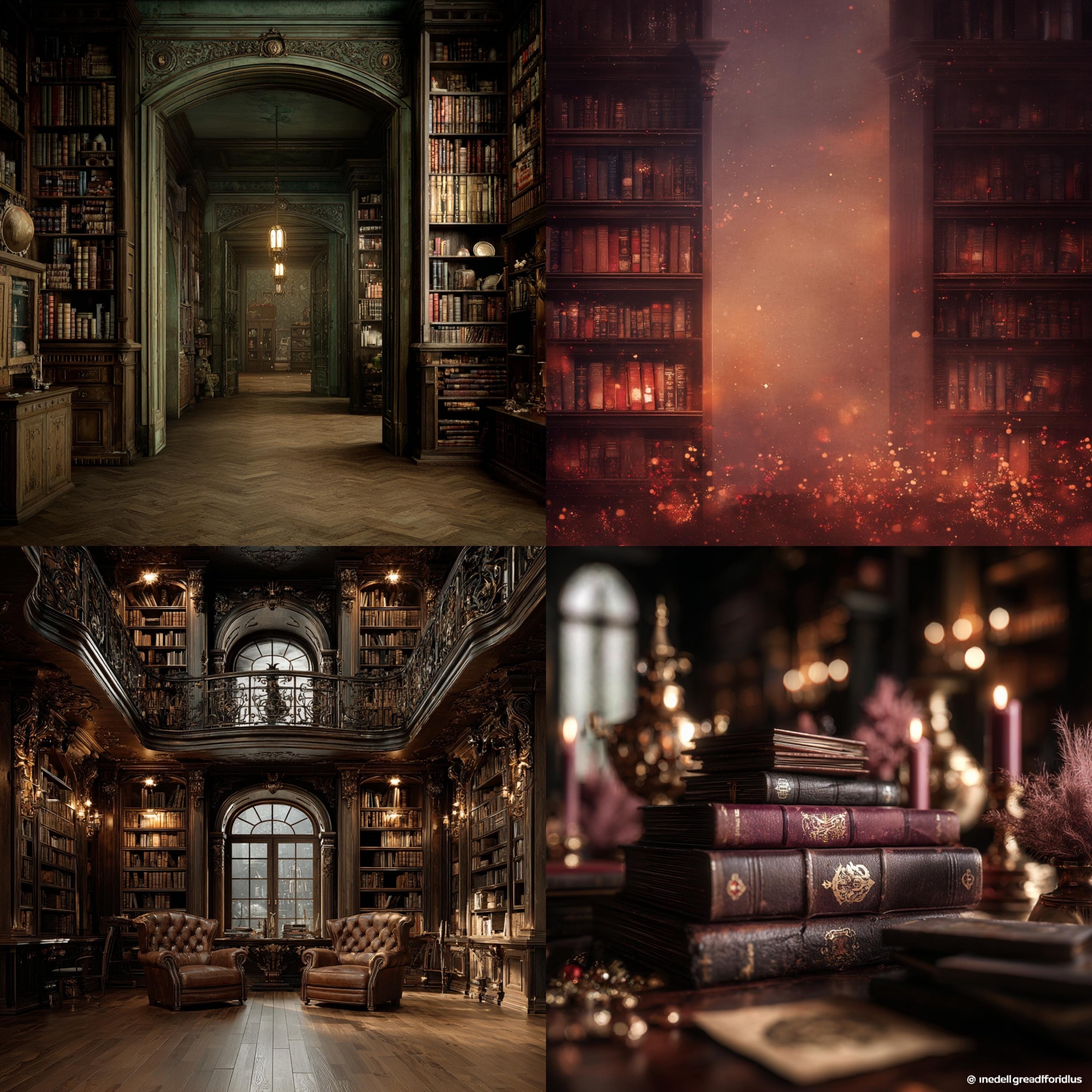 Photo Backdrop Set, Vintage Library, Digital Background Fine Art Canva ...