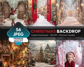 Christmas Candy Store Digital Backdrop, Holiday Photography (JPEG & PNG)