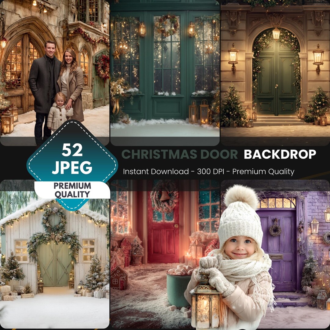 Christmas Door Digital Backdrop Christmas Door Digital Backdrop ...