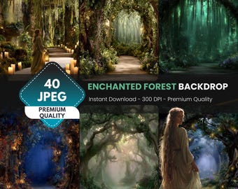 Enchanted Forest Photography Backdrops: Magical Woodland Digital Backgrounds (Digital Download)