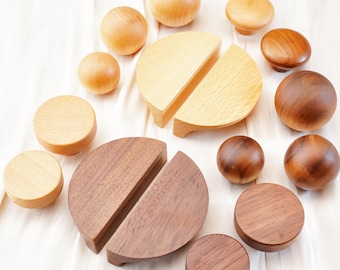 Demi-cercle en bois Poignées de porte d'armoire en hêtre Boutons de penderie Poignées de tiroir en noyer noir Poignée d'armoire de cuisine Quincaillerie moderne