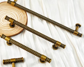 Boutons en T en laiton antique poignées de porte d'armoires de cuisine boutons de placard boutons de garde-robe style rétro poignées de tiroir de commode