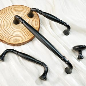 Classical Black Pulls Kitchen Cabinet Door Handles Cupboard Knobs Simple Wardrobe Round Knob Dresser Drawer Handles  Modern Hardware 3''