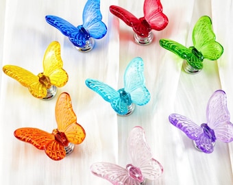 Boutons papillon colorés Poignées de porte d'armoire Poignées de tiroir de commode Bouton de placard Boutons de placard Quincaillerie en acrylique