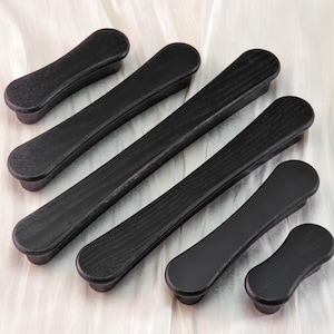 Black Solid Wood Pulls Cabinet Door Handles Closet Round Knobs Dresser Drawer Pulls Kitchen Cupboard Handles Modern Hardware
