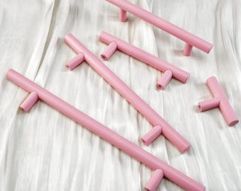 Poignée de tiroir de commode ronde rose simple style poignée d'armoire de cuisine poignées de porte bouton de garde-robe bouton de placard en T quincaillerie moderne 3 pouces