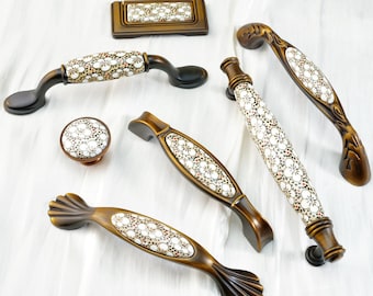 Exquisite Ceramic Knobs Dresser Drawer Handles Cupboard Knobs Wardrobe Handle Closet Kitchen Cabinet Pulls Door Handle Modern Hardware 3''