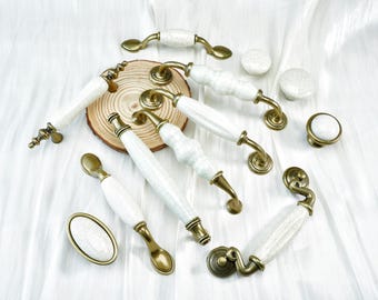 Boutons classiques en céramique poignées de tiroir de commode boutons de placard poignée de garde-robe poignée d'armoire de cuisine poignées de porte matériel moderne 3''