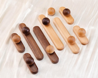 Proste uchwyty do drzwi szafek z drewna bukowego, gałki do szafek, gałki do szuflad z czarnego orzecha, uchwyty do szafek kuchennych, nowoczesne okucia