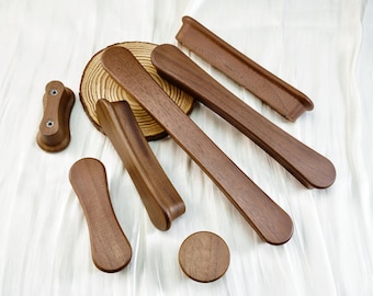 Uchwyty do drzwi szafek z litego drewna orzechowego, gałki okrągłe do szaf, uchwyty do szuflad komód, uchwyty do szafek kuchennych, nowoczesne okucia