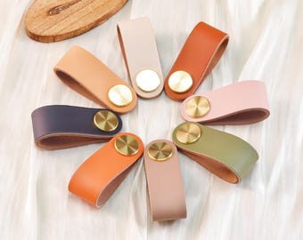 Boutons en cuir colorés uniques poignées de placard boutons de tiroir de commode boutons de placard boutons d'armoires de cuisine poignées de porte quincaillerie moderne