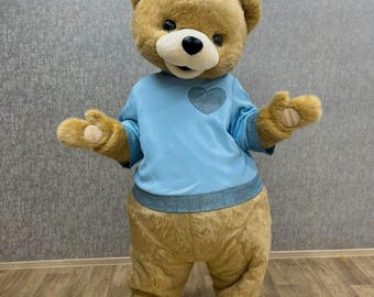 Fluffy Bear Mascot Costume, Full Body Party Suit
