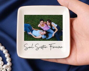 Personalized Soul Sister Photo Ring Dish, Besties Photo Gift, Ceramic Jewelry Dish, Best Friend Gift, Birthday Gift,Valentines Gifts for Her