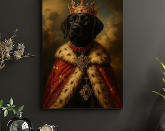 Custom Pet Portrait Canvas, Renaissance Dog Portrait from Photo, Royal Pet King Portrait Digital Art, Portrait Art Design