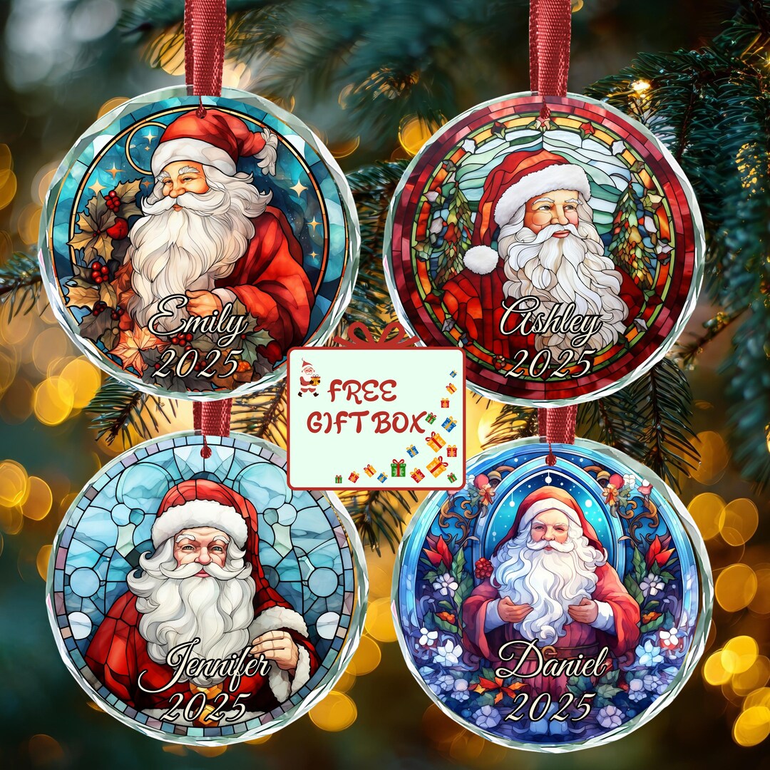 Custom Stained Glass Christmas Ornament, Personalized Name and Year ...