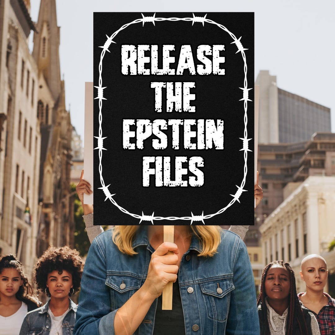 Release Epstein Files Protest Sign, Epstein Files Redacted Document ...