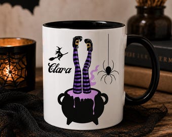 Personalized Witch Cauldron Coffee Colorful Mug, Custom Halloween Mug, Halloween Witchy Gifts For Besties, Halloween Gift