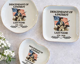 Custom Descendant of a Patriot Trinket Dish, Daughters of the American Revolution or Sons of the American Revolution Ring Dish, DAR,SAR Dish