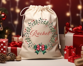 Custom Name Christmas Sack, Personalised Santa Sack, Family Christmas Sack, Christmas Stocking, Christmas Eve Santa Bag, Christmas Gift