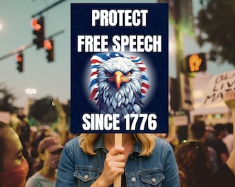 Protect Free Speech Protest Poster, Democracy Sign, Anti Trump Poster, Protest Sign, No Kings In America Subtle FDT Rally Resist