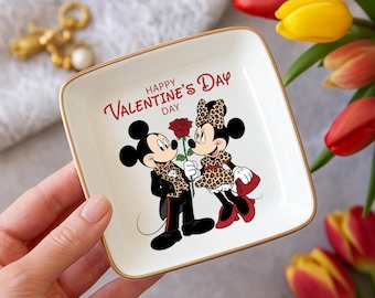 Custom Disney Ring Dish, Mickey & Minnie Jewelry Tray, Personalized Engagement Ring Holder, Disney Wedding Gift, Cute Bridal Jewelry Tray