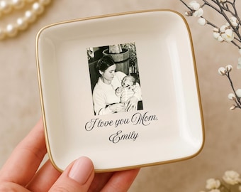 Porte-objets photo personnalisé, cadeau photo pour la fête des mères, porte-anneaux pour maman, porte-anneaux pour maman, cadeau photo pour maman, porte-anneaux photo de Noël