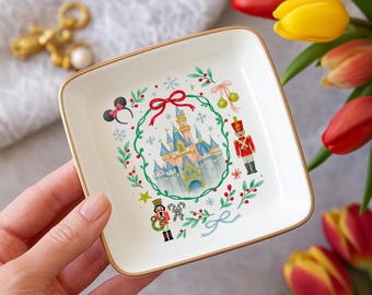 Disney Castle Christmas Trinket Dish, Coquette Bow Holiday Ring Dish, Disney Merry Xmas Holder, Disneyland Family Christmas Ring Dish