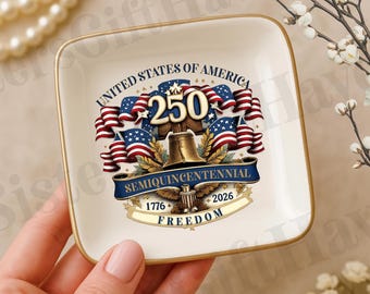 USA 250th Anniversary Trinket Dish, 1776-2026 Patriotic Jewelry Dish, Ring Dish, United States 250 Years Gift, Semiquincentennial
