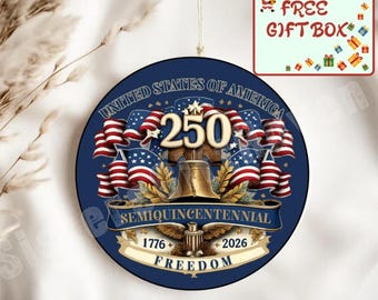 USA 250th Anniversary Ornament, 1776-2026 Patriotic Christmas Ornament, United States 250 Years, Semiquincentennial Gift