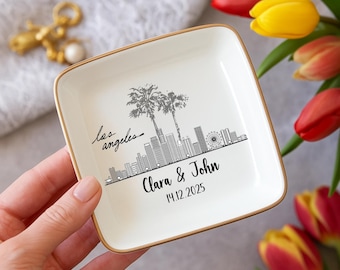 Personalized Ring Dish Gift, Landscape Ring Dish, City Ring Dish, City Attractions Trinket Dish, Couple Gift, Personalized City Jewelry Ring