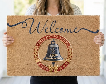 Paillasson 250e anniversaire des États-Unis, 1776-2026 paillasson de bienvenue patriotique, paillasson 250 ans des États-Unis, décoration de porche du demi-centenaire, 4 juillet