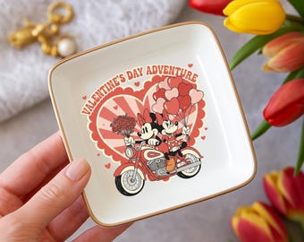 Disney Ring Dish, Mickey & Minnie Adventure Ring Dish, Engagement Ring Holder, Disney Wedding Gift, Cute Bridal Jewelry Tray,Valentines Gift