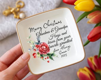 Grandkids Ring Dish, Grandparent Ring Dish, Grandma Perfect Gift, Custom Christmas Ring Dish, Family Christmas Keepsake, Christmas Gift