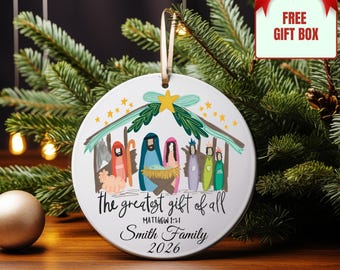 Nativity Ornament, The Greatest Gift of All Ornament, Christian Ornament, Christmas Gift, Nativity Christmas Ornament 2025, Xmas Gift