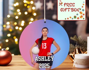 Custom Volleyball Christmas Ornament, Volleyball Photo Xmas Ornament, Sports Volleyball Ornament, Photo Volleyball Gift, Christmas Gift