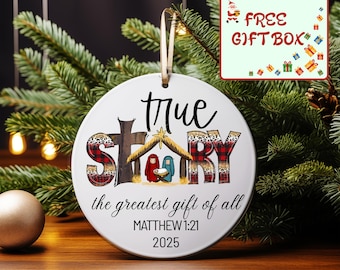 Nativity Ornament, The Greatest Gift of All Ornament, Christian Ornament, Christmas Gift, Nativity Christmas Ornament 2025,