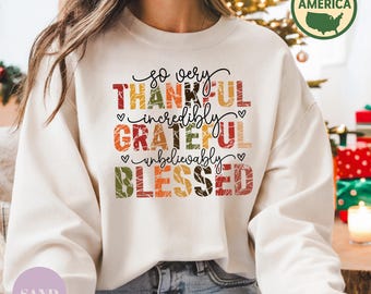 Thankful Grateful Blessed Tee: Thanksgiving Shirt