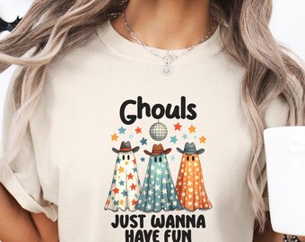 Ghouls Just Want to Have Fun Shirt, Lets go Ghouls, Funny Shirt, Retro Halloween, Comfort Colors®, Garment Dyed, Boho, Vintage Graphic Tee