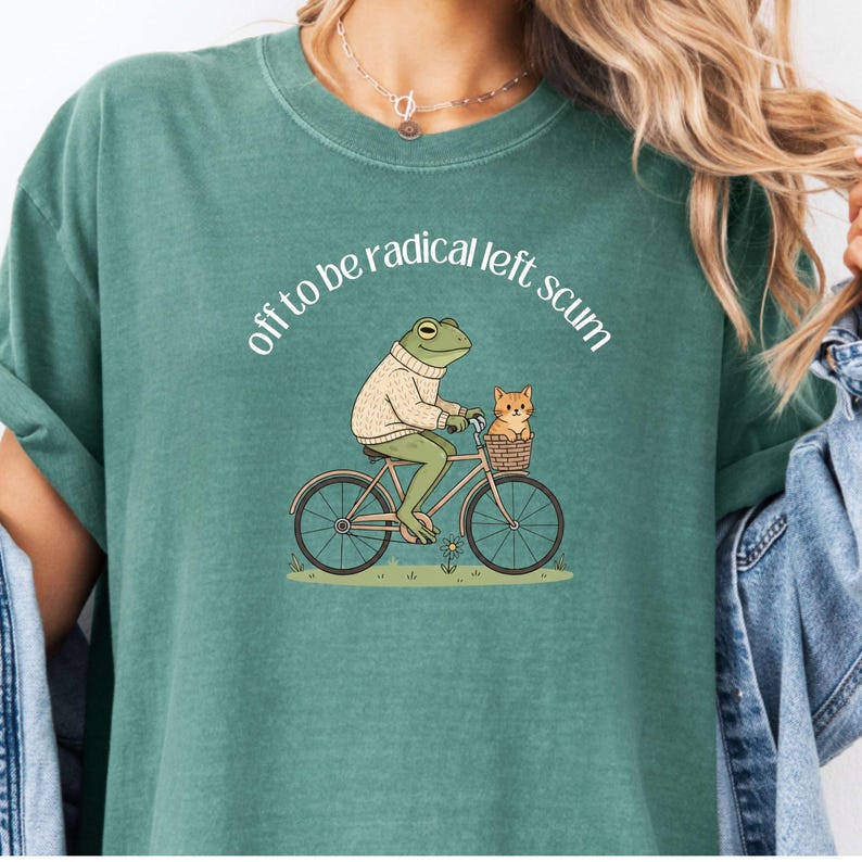 Comfort Colors Off To Be Radical Left Scum Shirt,Frog and Cat on Bicycle Resistance Tee, Abolish ICE TShirt,Social Justice Shirt, FDT Shirt image 10