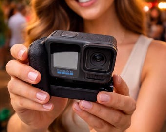 GoPro Hero 13 Grip Mount | Textured Ergonomic Handle | 3D Printed Camera Accessory