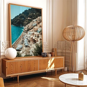 Amalfi Coast Cliffside Wall Art | Positano Digital Print | Italian Coastal Decor | Mediterranean Travel Poster
