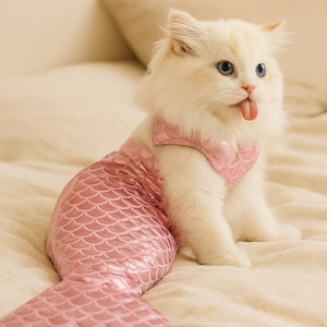 Pet Mermaid Costume: Kitten & Puppy Cosplay Outfit with Bow