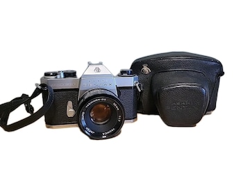 Asahi Pentax Spotmatic SP-F Camera w/ Case & 50mm F1.7 Yashica Lens